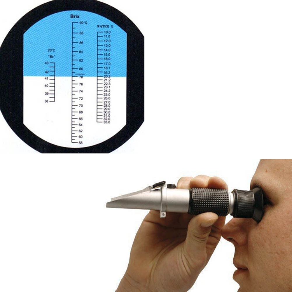 Refraktometer Honig Imker Wasser Zucker Inhalt Brix 58-92% Wasser 10-33% Handheld Werkzeug -- M25