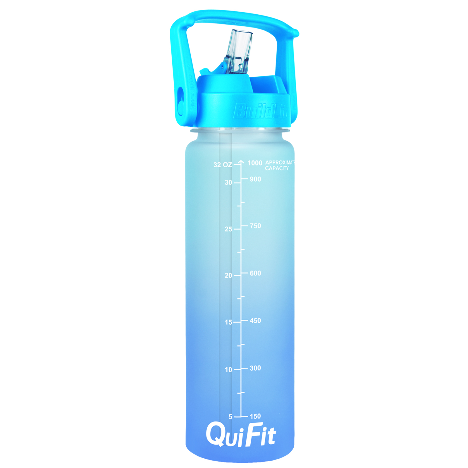 Quifit 1L 32oz Water Bottle With Straw Tritan BPA Free Sports Outdoor Camping Cup 32OZ Drinking Wide Mouth Leakproof: Light BlueA-Blue