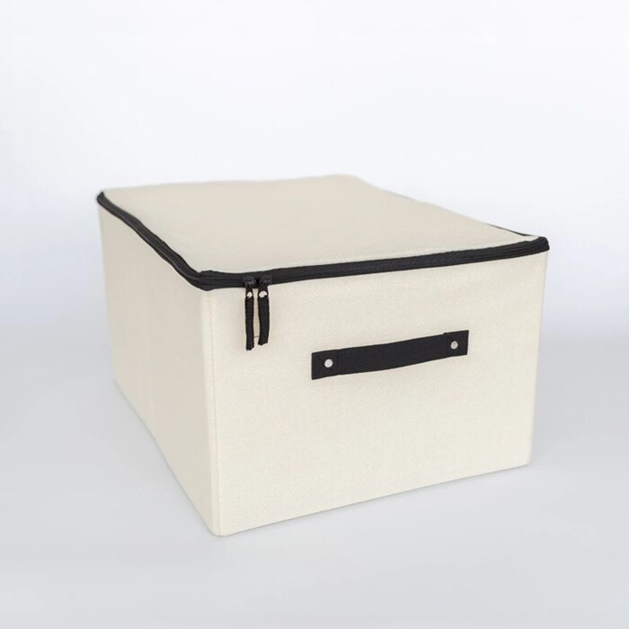 Linne bomull kläder arrangör underkläder bh strumpor garderob arrangör garderob förvaringslåda blixtlås underkläder låda låda arrangör: Beige