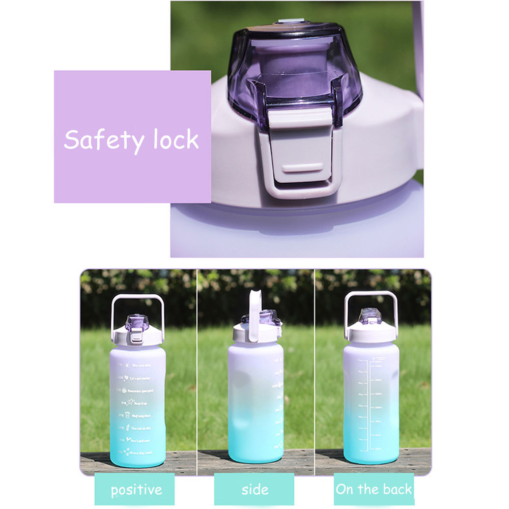 Butelka wody 2L o dużej pojemności zdatność trening plastikowy kubek odkryty kemping butelka robić picia wody gradient sportowy kubek na wodę