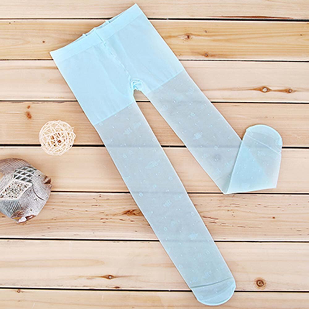 Summer Baby Girls Pantyhose Children Tight Long Stocking Transparent Flowers Butterfly Pattern Pantyhose for Girls 3-8 Years: lake blue / XL