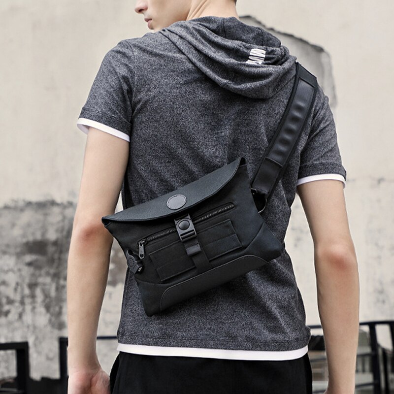 9.7 inch iPad Tablet USB Charging Chest Bag Multi-function Water Repellent Nylon Casual Small Shoulder Bags For Male