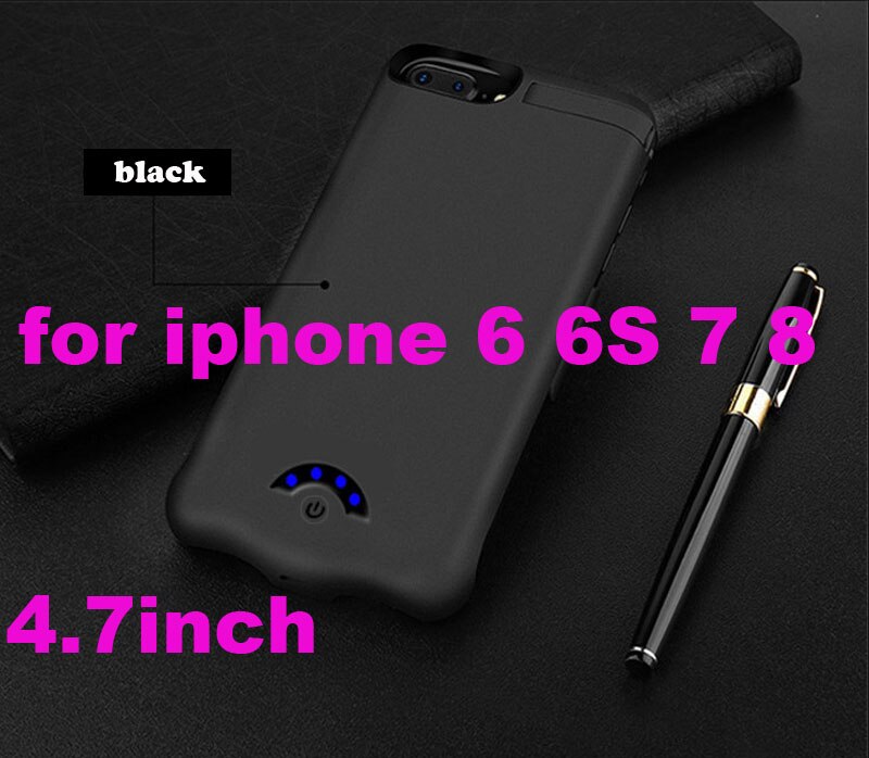 Voor Iphone 6 6 S 7 8 Battery Charger Case 10000 Mah Externe Power Bank Opladen Case Cover Voor Iphone X 6 7 8 Plus Batterij Case: 6 6s 7 8 Black