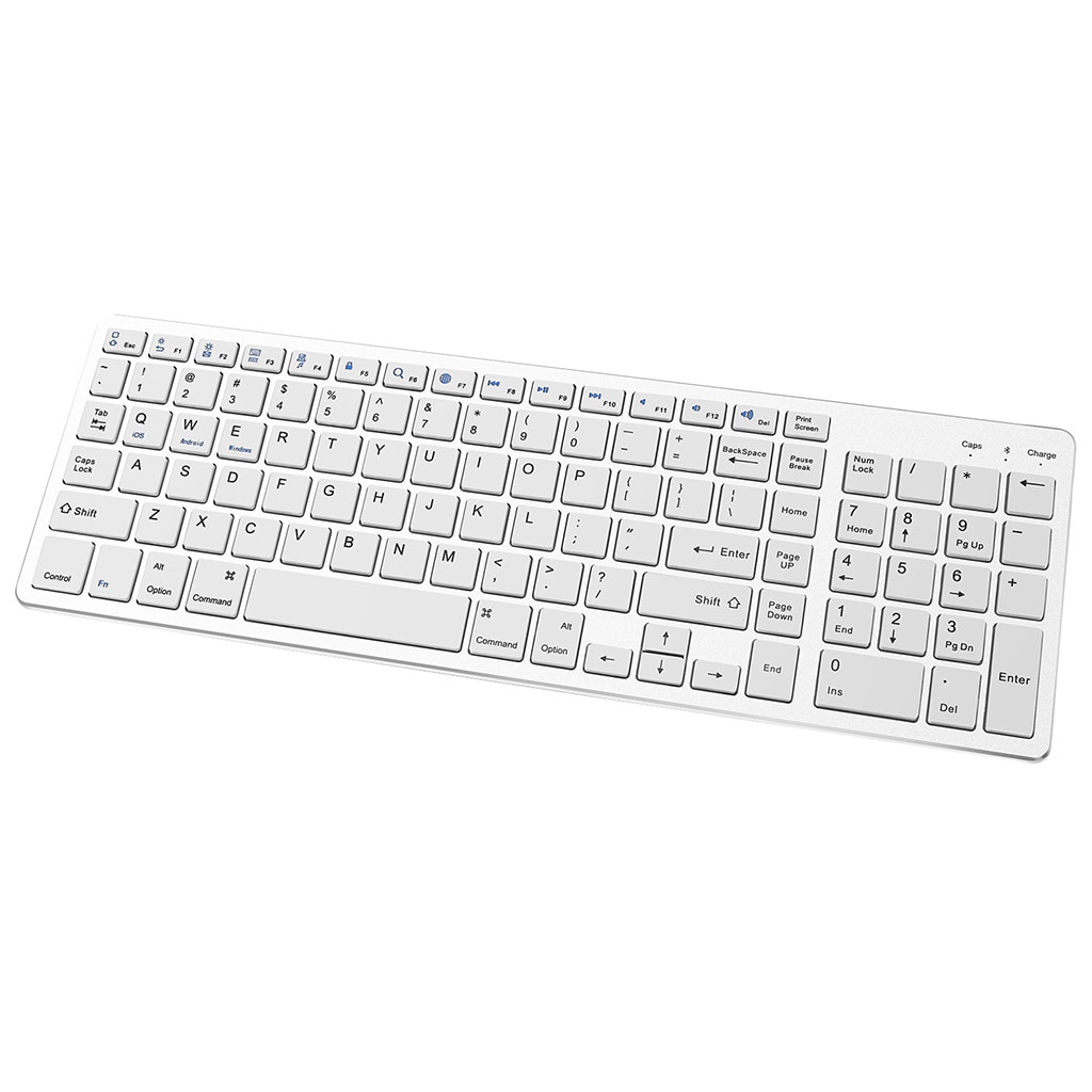 Bluetooth Keyboard Rechargeable Portable BT Wireless Keyboard with Number Pad for Laptop PC Tablet Windows IOS Android