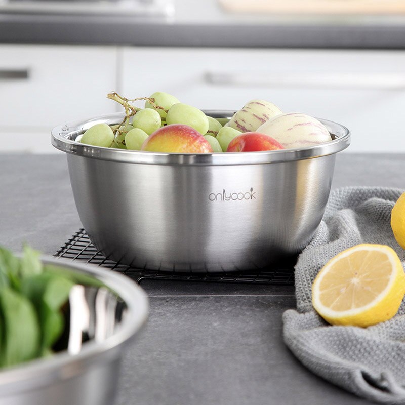 Thickened 304 stainless steel basin, deepened soup basin, food grade and basin, baking egg basin, vegetable washing basin