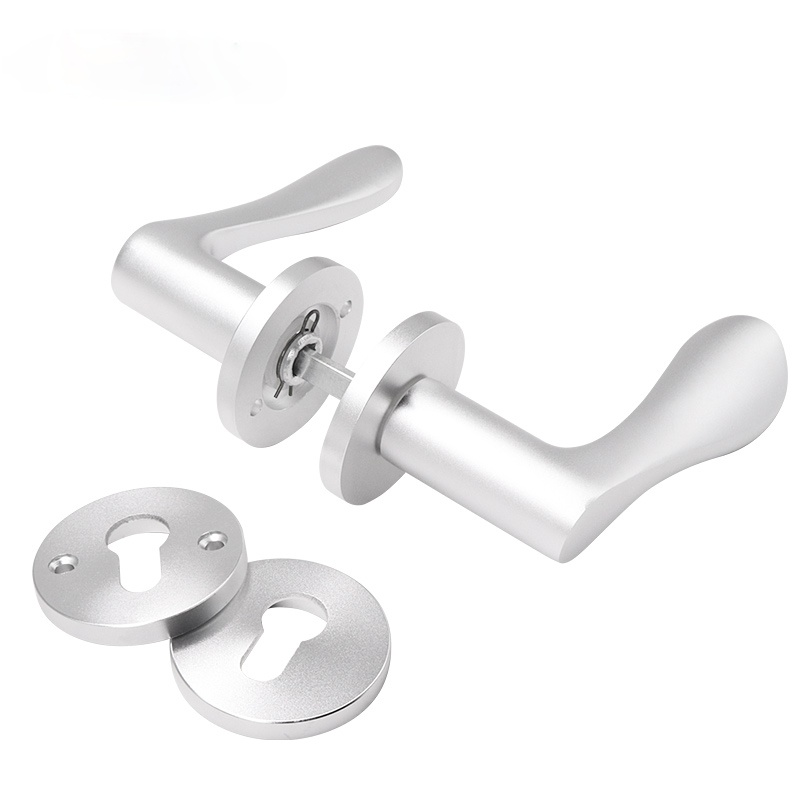 Marie Door Handle Lock Set For Interior Doors Modern Split Lock Cylinder With Keys Bedroom Bathroom Mute Door Handles Universal: Silver Handle