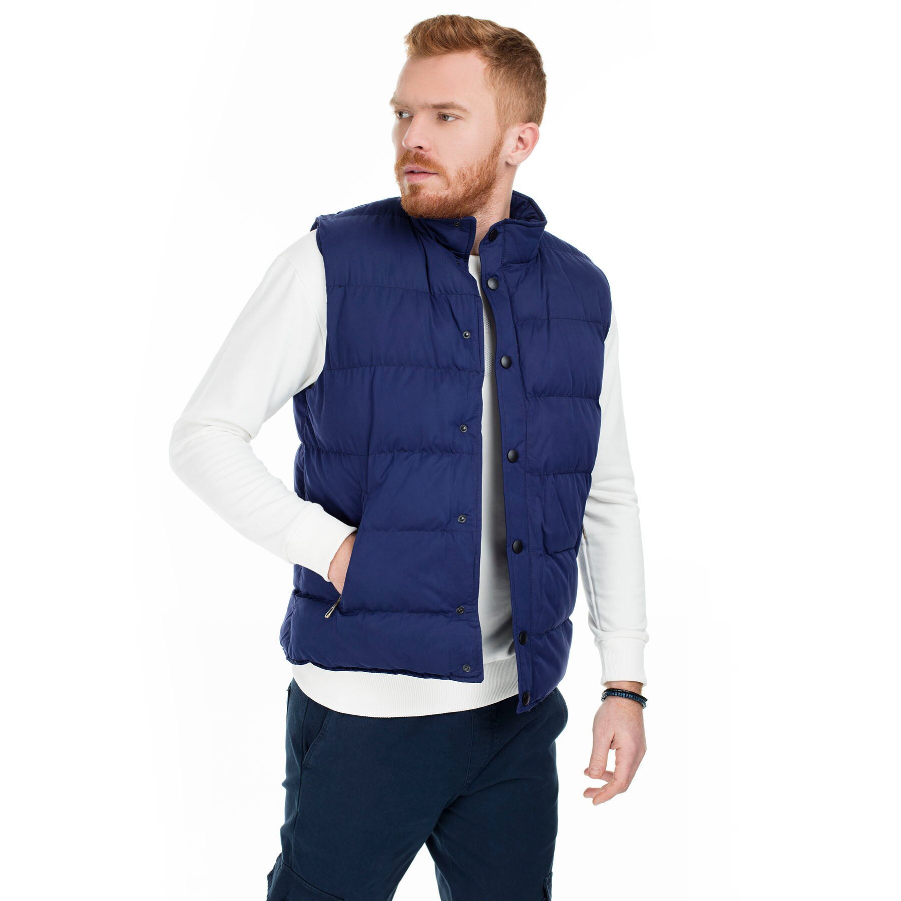 Buratti cuello vertical Chaleco Ajustado Chaleco de hombre 5624905 W0: Indigo / L