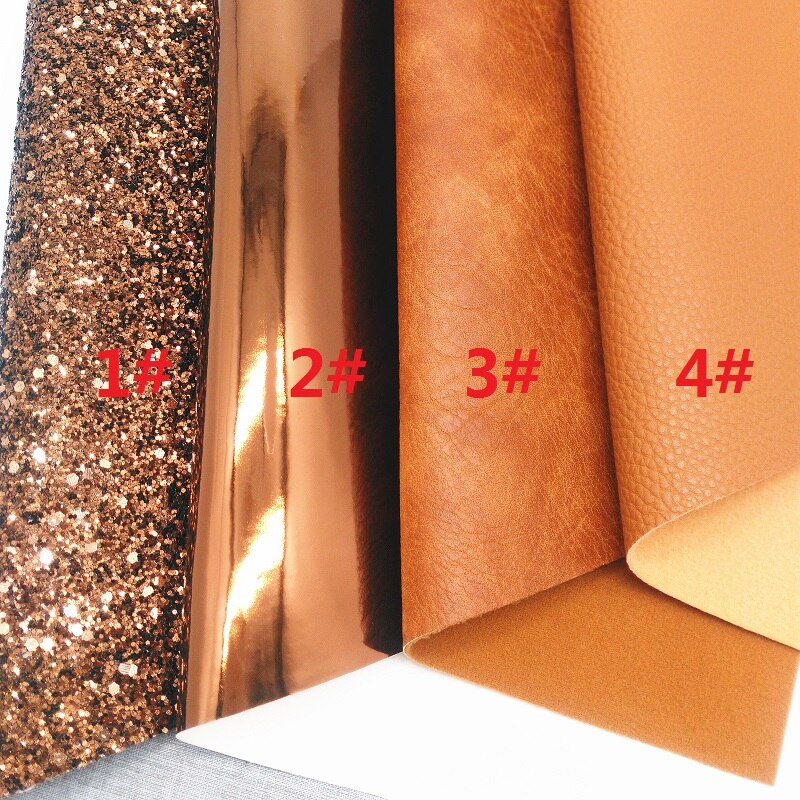 brunt glitterstoff, speil i imitert skinn, laken i syntetisk skinn til sløyfer  a4 størrelse 8 " x11 " blinkende ming  xm100