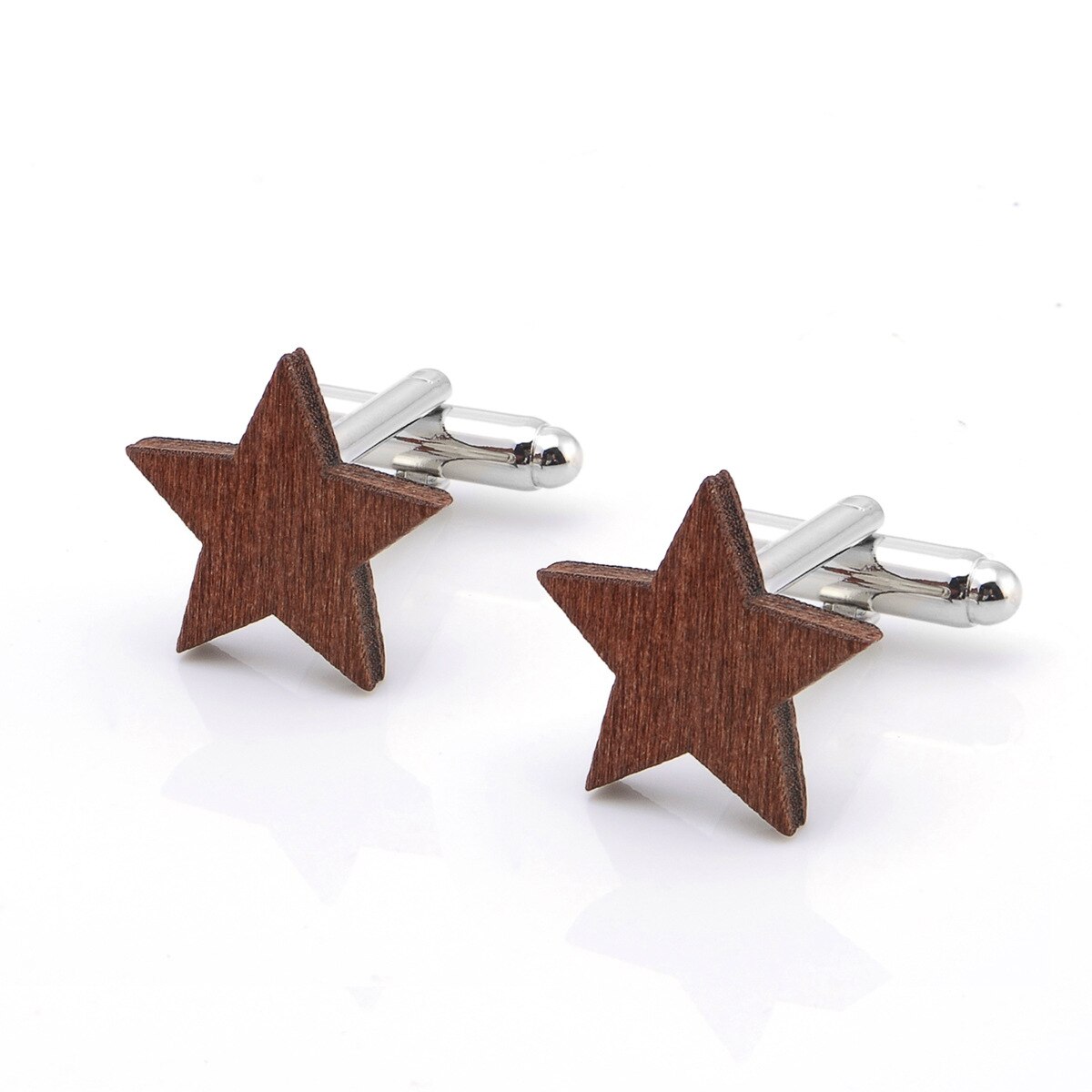 Round Leaf Star Wooden French Cufflinks Mens Jewelry Men's Shirt Business Decoration Cuff Links Buttons Wedding Men Accessories: Star