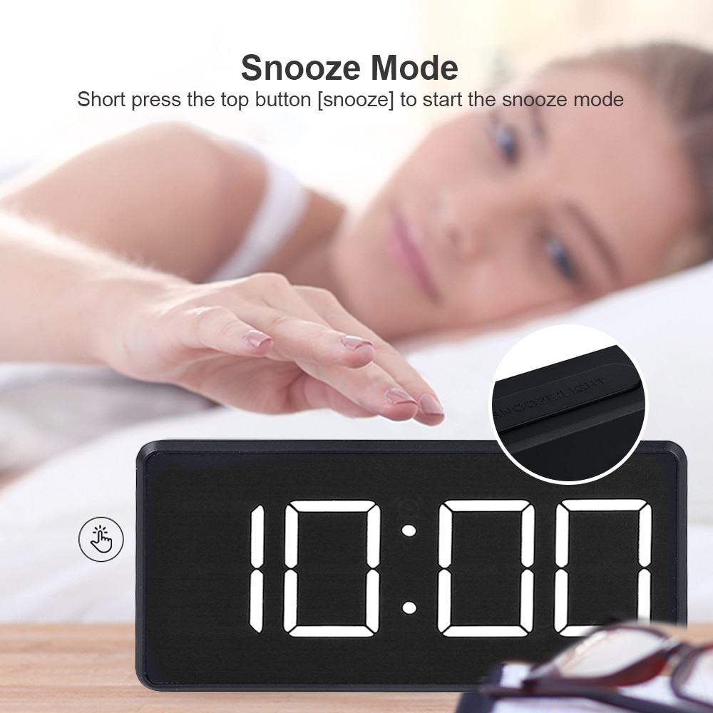 Digital Mirror LED Display Alarm Clock Simple Desk Clock With USB For Kids