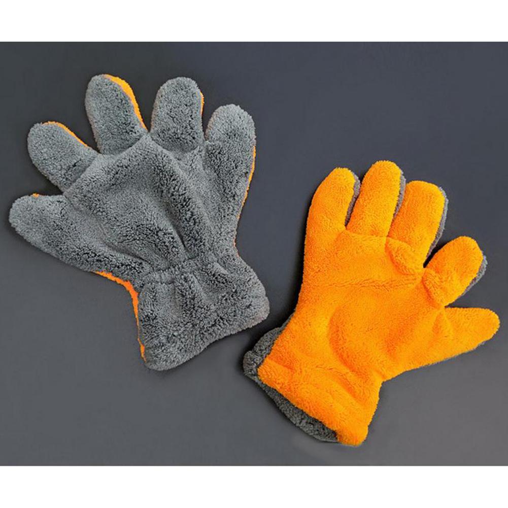 Doppel-seitige Korallen Vlies 5-Finger Handschuhe Multi-funktion Reinigung Handschuhe: Ursprünglich Titel