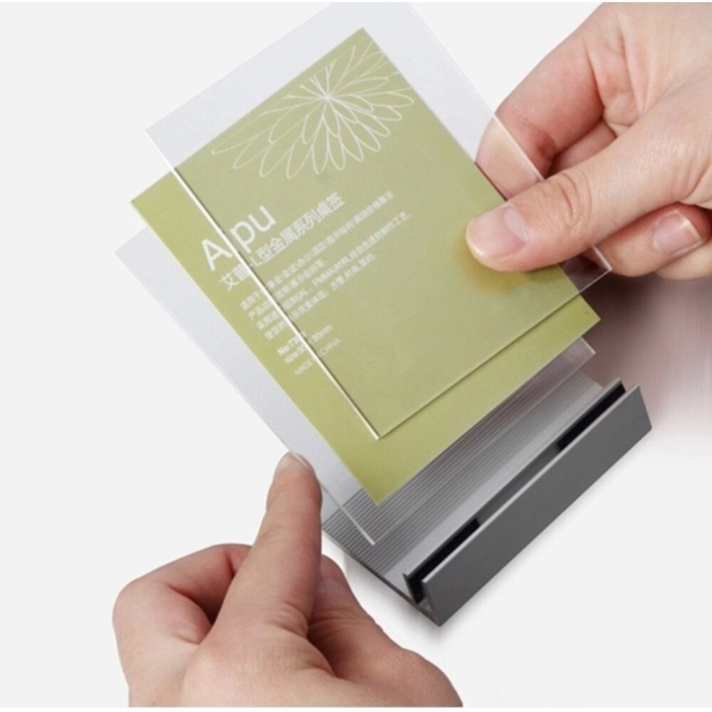 Metal Base Slot Desktop Photo Picture Display Holder Acrylic Menu Desk Sign for Office Stand Upc Qr Code Scanner Label Frame