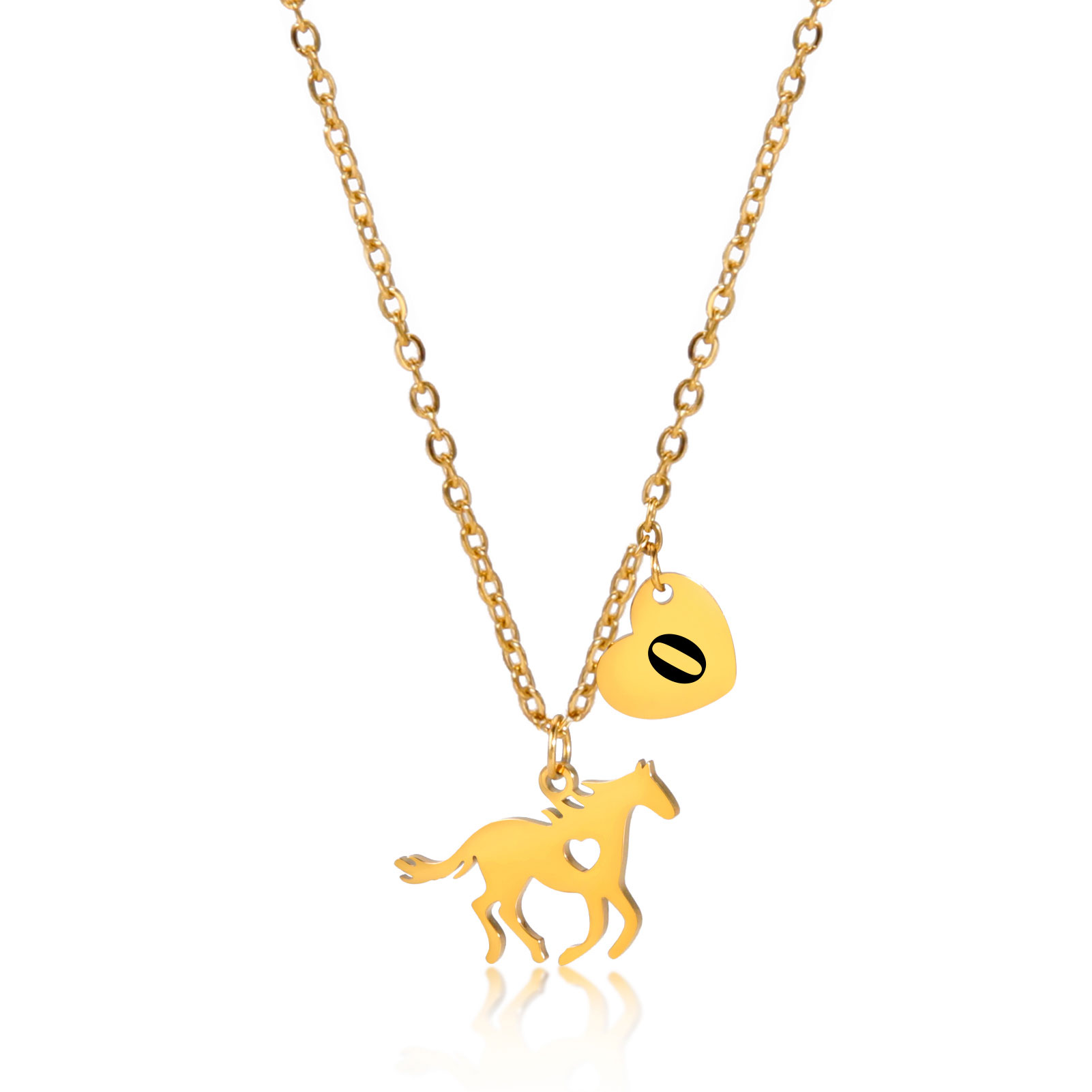 Roestvrij stalen ketting dier paard romantisch hart brief hanger Kpop stijl heren- en dameskraag ketting mode-sieraden