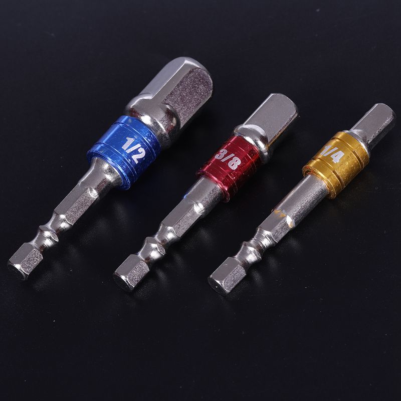 (3 st) pe -14000 elhandverktyg hylsor adapterset, sexkantsmuttrar förskruvning borr slaghylsa förlängningsbits adapter socket wr