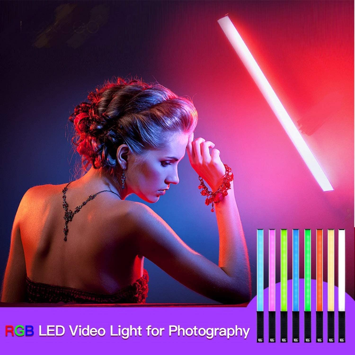 LUXCEO Q508A RGB LED Video Licht Zauberstab Rohr Fotografie Lampe Fernbedienung 8 Farbe 3000K-5750K Foto beleuchtung für foto Video