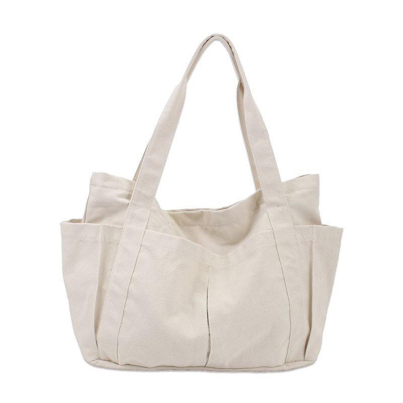 Moedertas luiertas canvas multi-pocket tas met rits student leraar stof casual tas met handvat tiener plus-size zwart: Beige