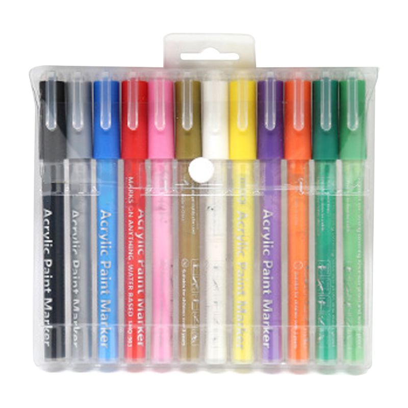 12/28 colores punta fina lavable acrílico pintura marcadores para cerámica vidrio madera lienzo Scrapbooking niños artesanía: 12 colors