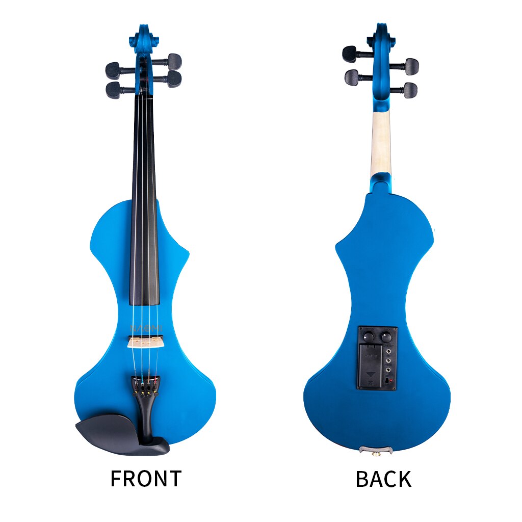 4/4 Size Blue Electric Violin Kit W/ Brazilwood Bow+Rosin+ Audio Cable+ Canvas Case Unique Silent Electric Violin