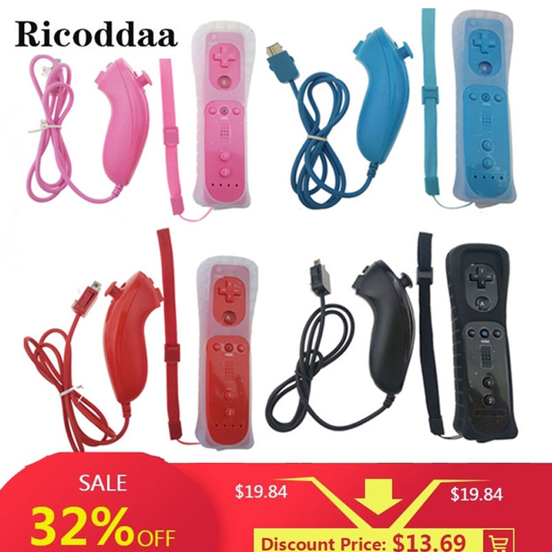 Mando a distancia inalámbrico para Wii, Control Nunchuk para Nintendo Wii sin movimiento, con funda de silicona, accesorio