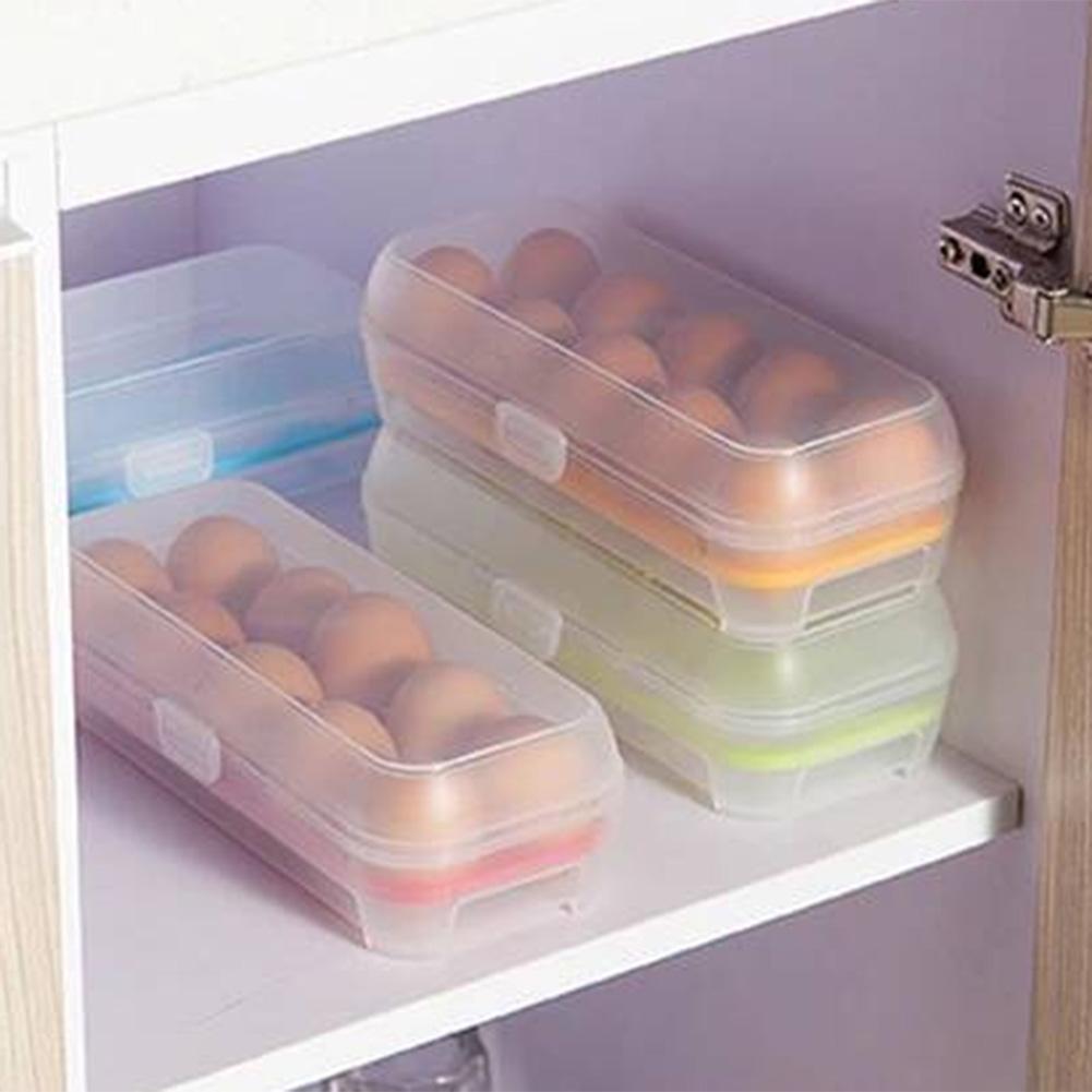 Caja de plástico con 10 rejillas de huevo para guardar el frigorífico, cajas de almacenamiento prácticas, Bandeja para Huevos, recipiente para alimentos de cocina