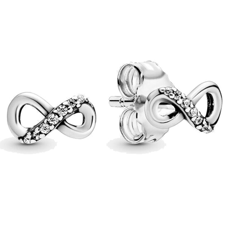 925 Sterling Silver Sparkling Angel Wings Freehand Heart Infinity Beaded Circle pan Earrings For Women Jewelry: 6