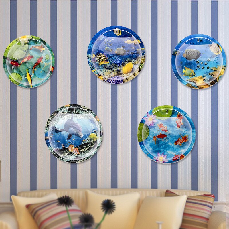 Mini acuario colgante de pared para interior, , ecológico, pared de salón, acrílico Escritorio, pecera dorada