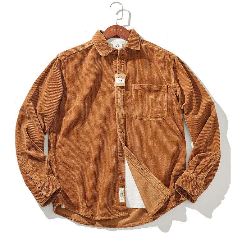 Stylish Men's Thick Corduroy Shirt Jacket with Vintage for Autumn and Winter