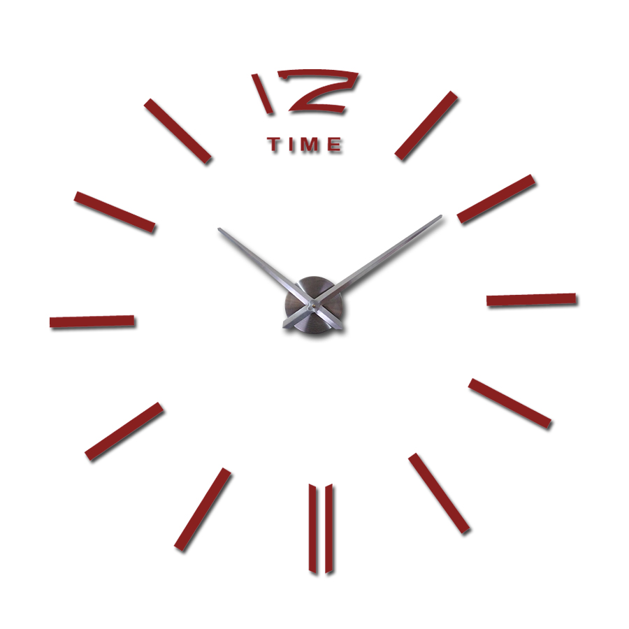 Veggklokke store dekorative klokker hjemmeinnredning 3d diy wallstickers stue reloj veggmaleri klistremerke: Rød / 37 tommer