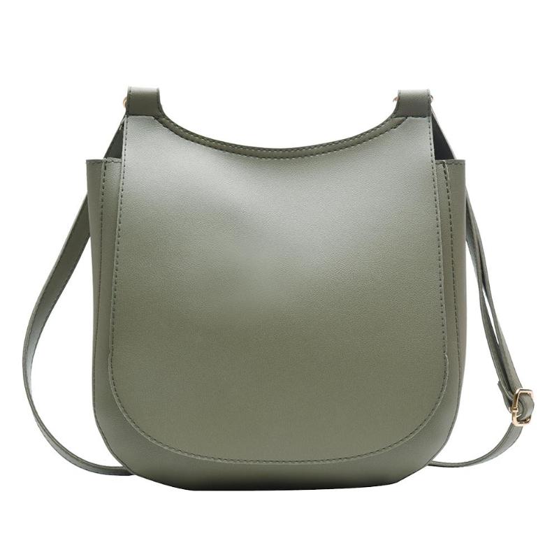Femme décontracté Simple couleur unie épaule sacs à main en cuir PU femmes grande capacité rabat bandoulière sacs de messager bolsa feminina: Green