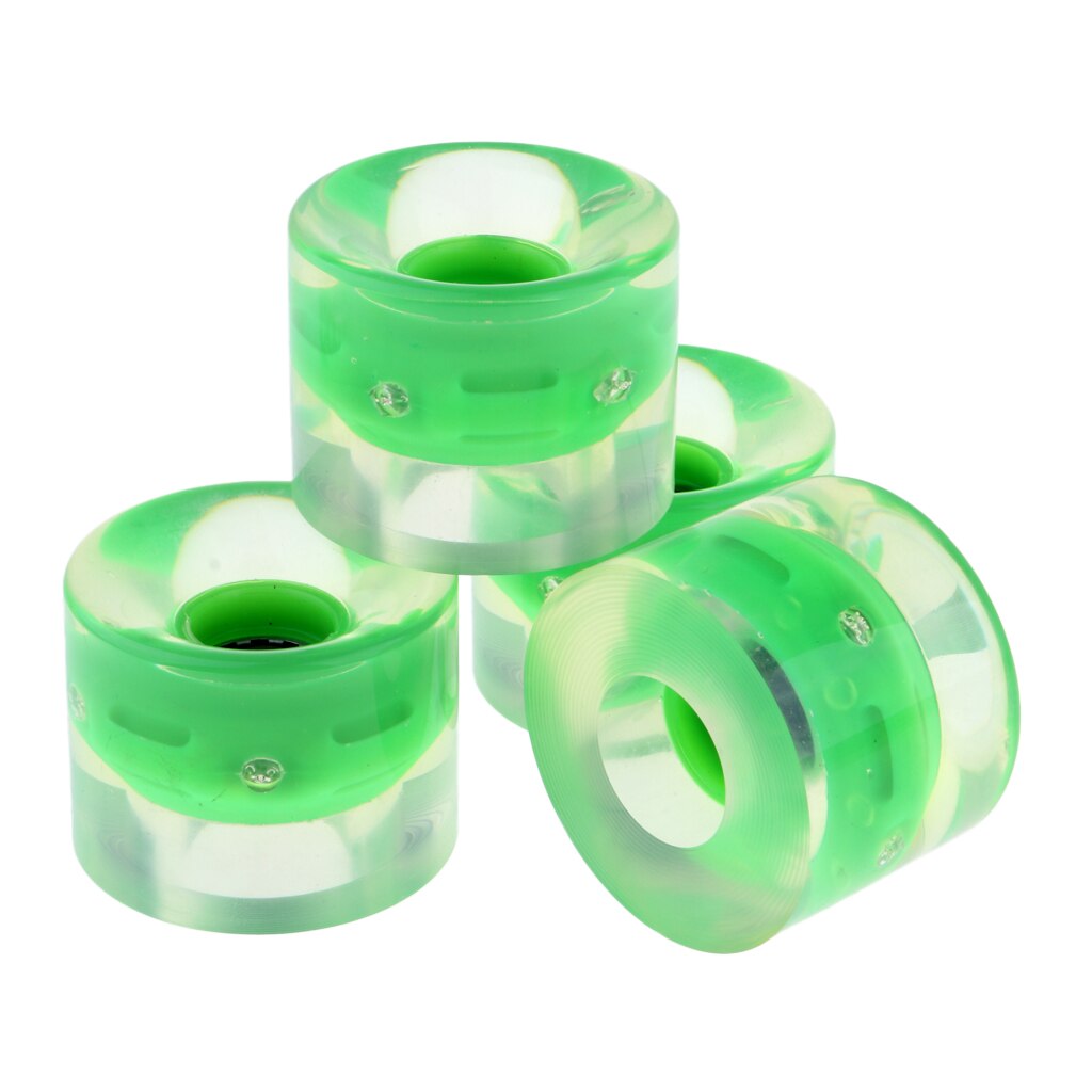 Sæt  of 4 stk blinkende rulle 78a udskiftning af hårdhed lys op hjul blink 60mm med magnetisk kerne til skateboarddele: Grøn