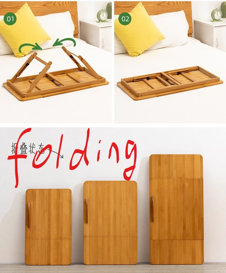 3 kg lightweight multifunctional computer desk log solid foldable computer desk laptop table bed foldable table