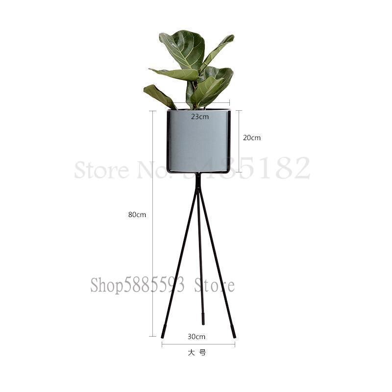 Scandinavische smeedijzeren bloemenstandaard, eenvoudig en stijlvol, balkon, woonkamer, binnen, staand, groen bloemenrek: 80 x 30 x 20cm 6