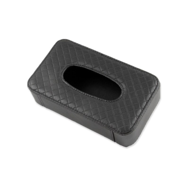 Lederen auto tissue box auto zonneklep type opknoping rechthoek vormige tissue box container handdoek servet weefsel houder papier rack: ZJH006 Black