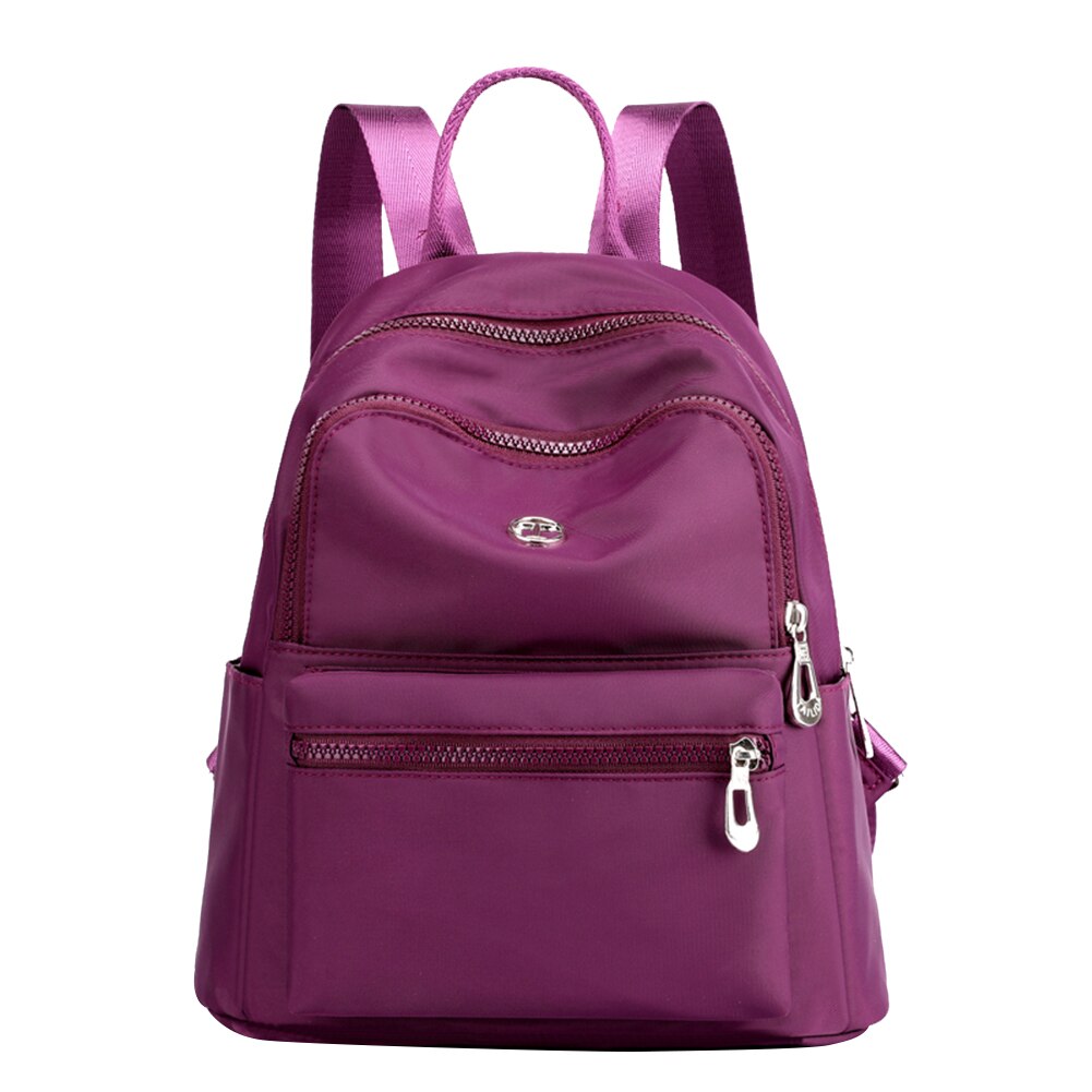 2020 Del nuovo Progettista di Nylon Zaino Adolescente Studenti di Colore Solido Mochila di Alta Donne del Sacchetto di Scuola Borsa Da Viaggio Sacchetto di Spalla Delle Ragazze: Purple