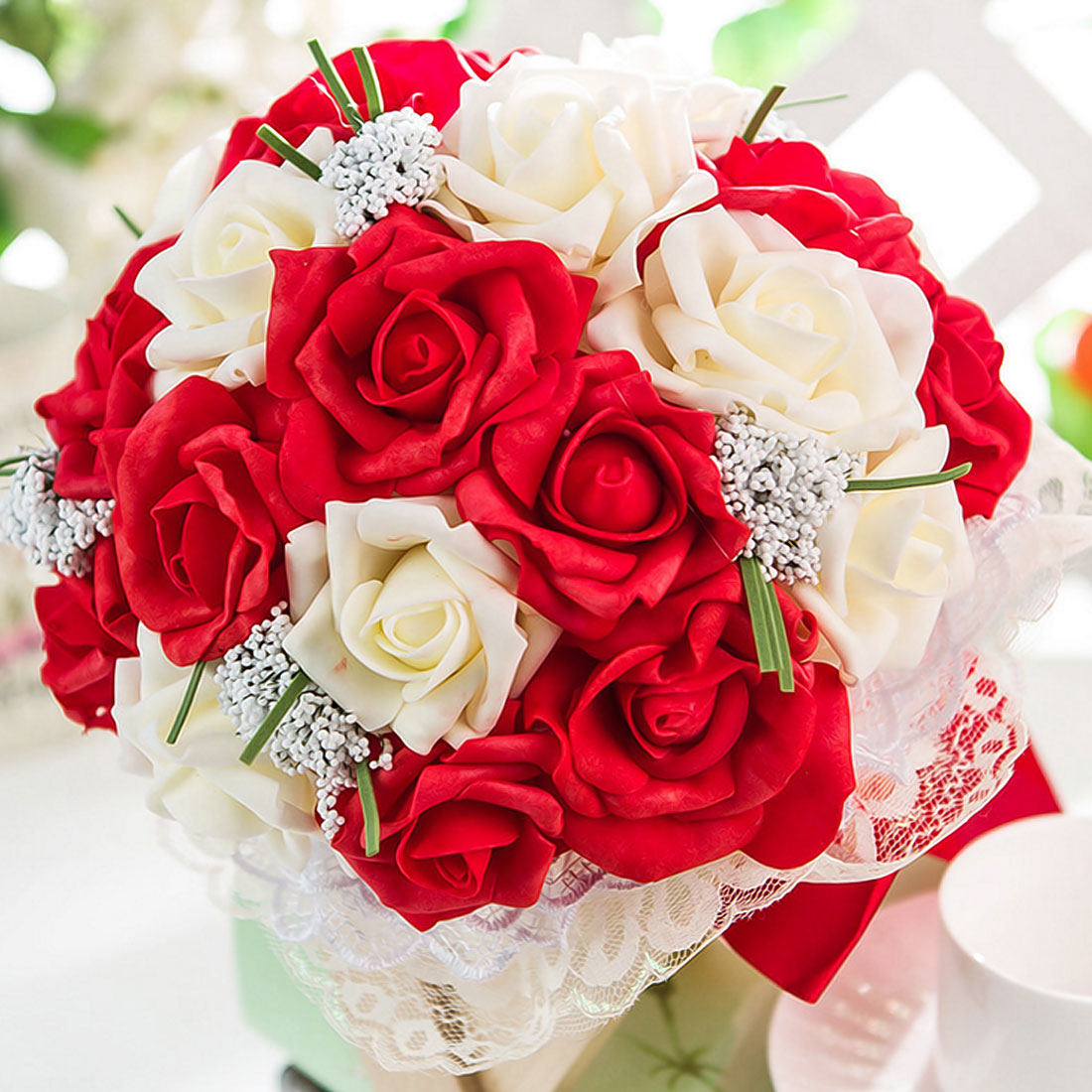 10 Heads 7CM Artificial Rose Flowers Wedding Bride Bouquet PE Foam DIY Home Decor Rose Flowers Wedding Decoration 11 Colors
