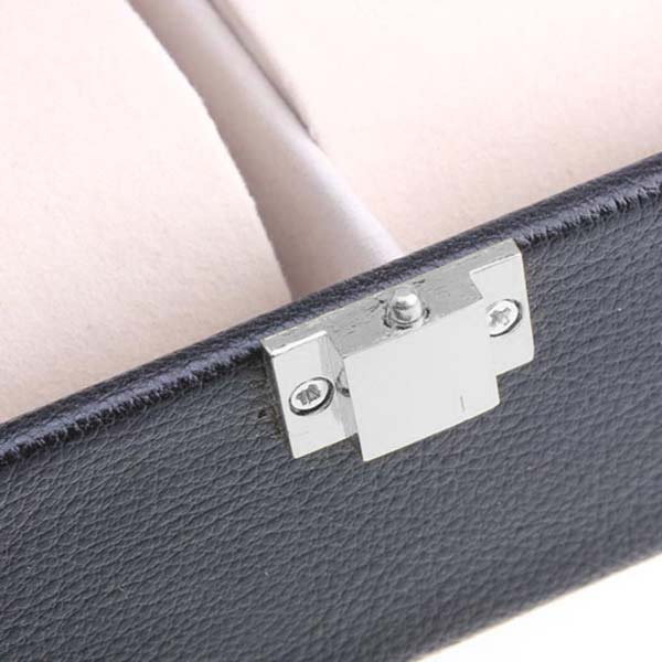 Caja de almacenamiento de cuero con 6 ranuras, organizador con ventana para relojes de pulsera LXH