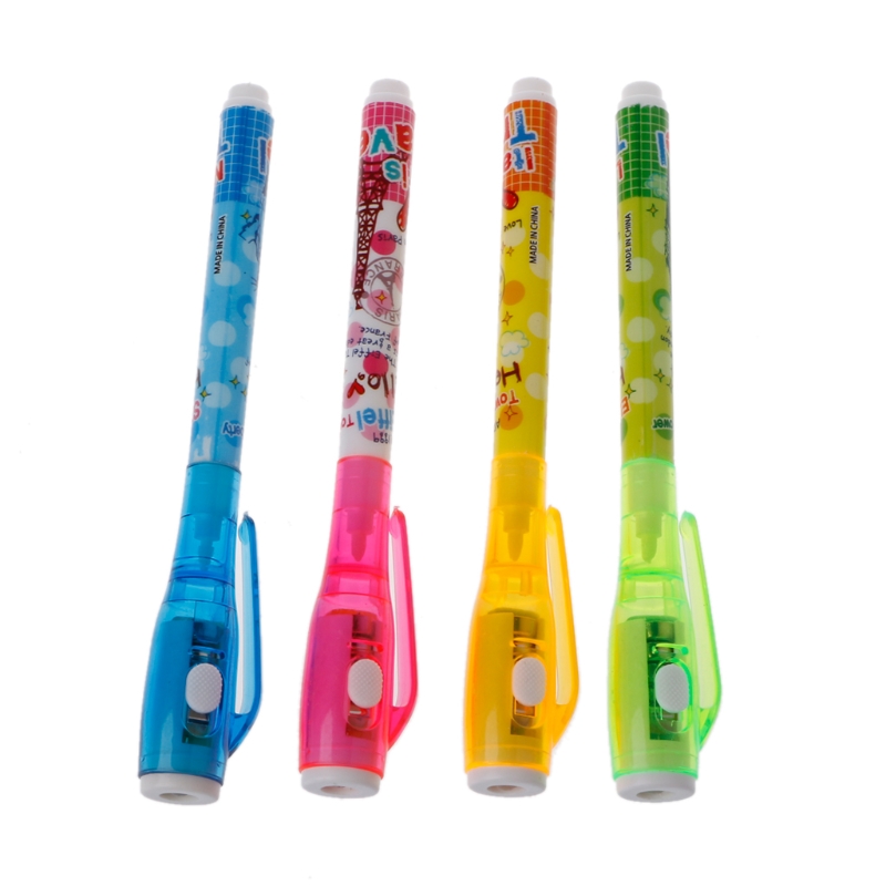 57EC 4PC Invisible Ink Pen Spy Pen With Light Magic Marker Kid Pen for Secret Message: Default Title