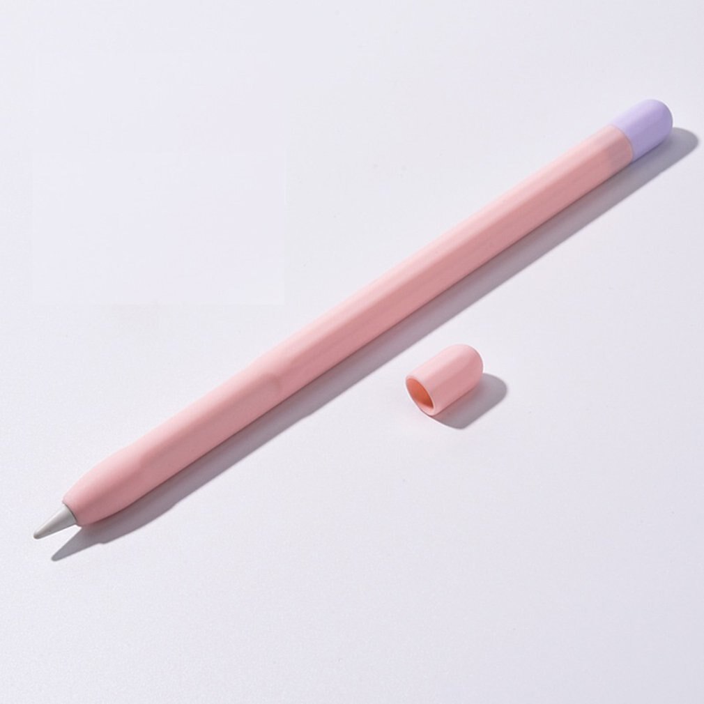 Suitable For Apple Pencil 1 Writing Pen Color Contrast Silicone Protective Cover Anti Slip And Anti Pen Cover: Pink