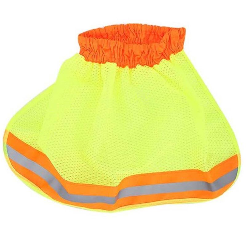 Safety Hard Hat Helmet Neck Cover Sun Protector Reflective Stripe Neon High Visibility Elastic Breathable Mesh Shield