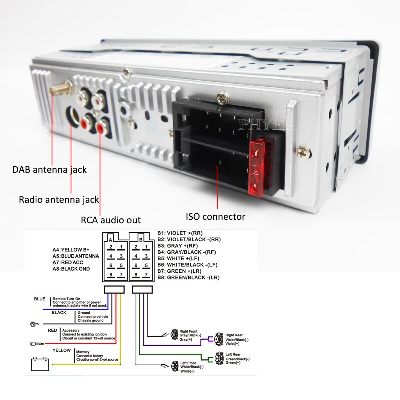 1 Din Autoradio Dab Plus Rds Bluetooth MP3 Audio Speler A2DP Handsfree Fm Am Tf Usb Iso Multi Kleur verlichting Head Unit Phyee M4