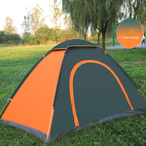 Outdoor Waterproof Hiking Camping Tent Anti-UV Portable 2 Person Ultralight Folding Tent Pop Up Automatic Open Sun Shade: Single Green Orange