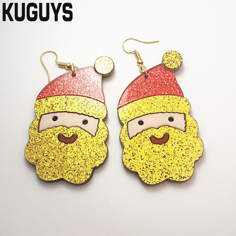 Kuguys 8 estilo natal 2021 mulheres brincos árvore boneco de neve acrílico glitter colorfuls presente papai noel na moda meninas jóias: Santa Claus