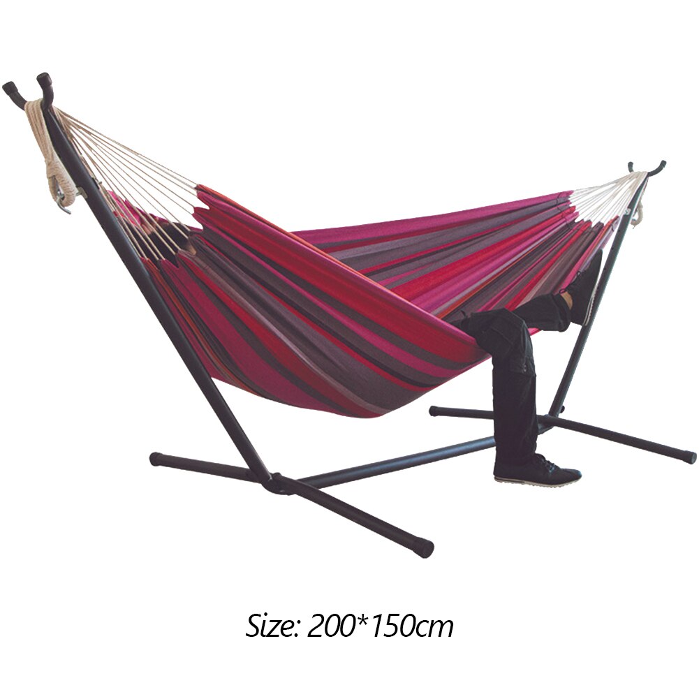 Canvas Hammock Thicken Leisure Stripe Double Single People Hanging Swing Bed Camping Hiking Swing Canvas Stripe Hammock: E