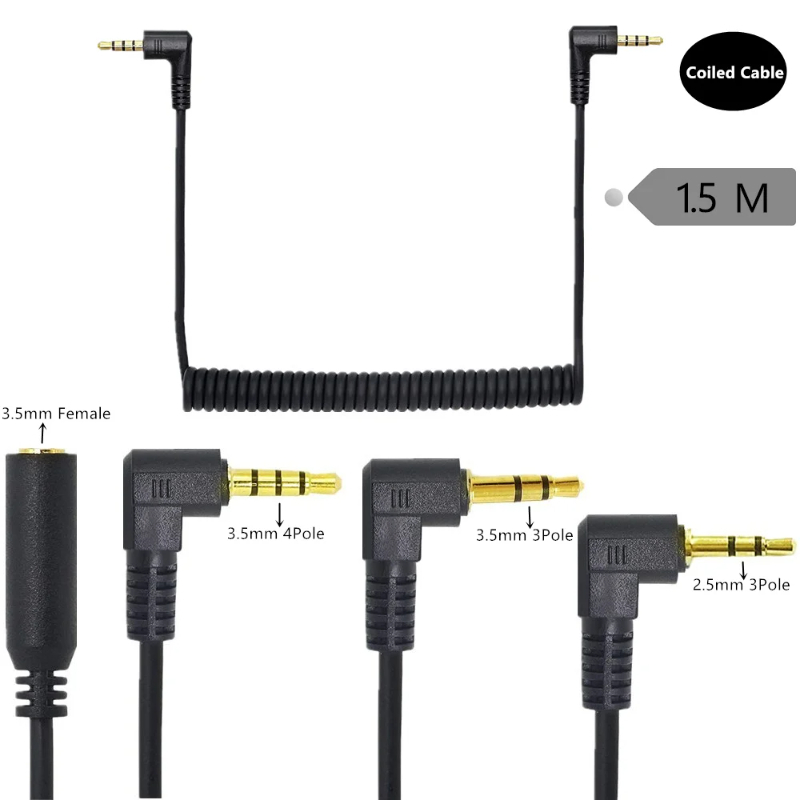 Aux Audio- Feder-Spiralkabel, geeignet für Smartphones, Computer, Autoradios, Medienspieler, mehr Audio-- und Videokabeladapter