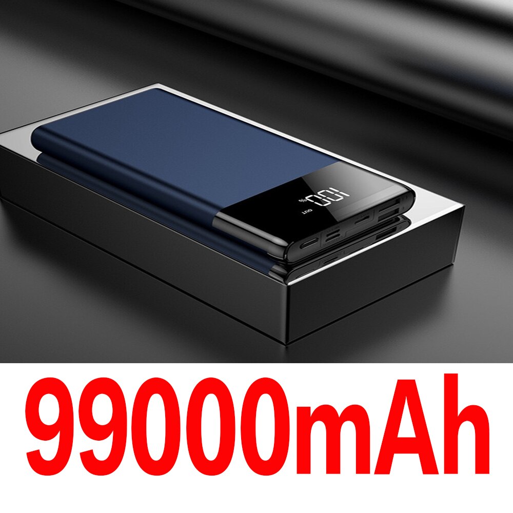 Powerbank 99000 Mah Draagbare Opladen Poverbank Mobiele Telefoon Externe Batterij Oplader Powerbank 99000 Mah Voor Xiaomi Mi: blue-99000mAh