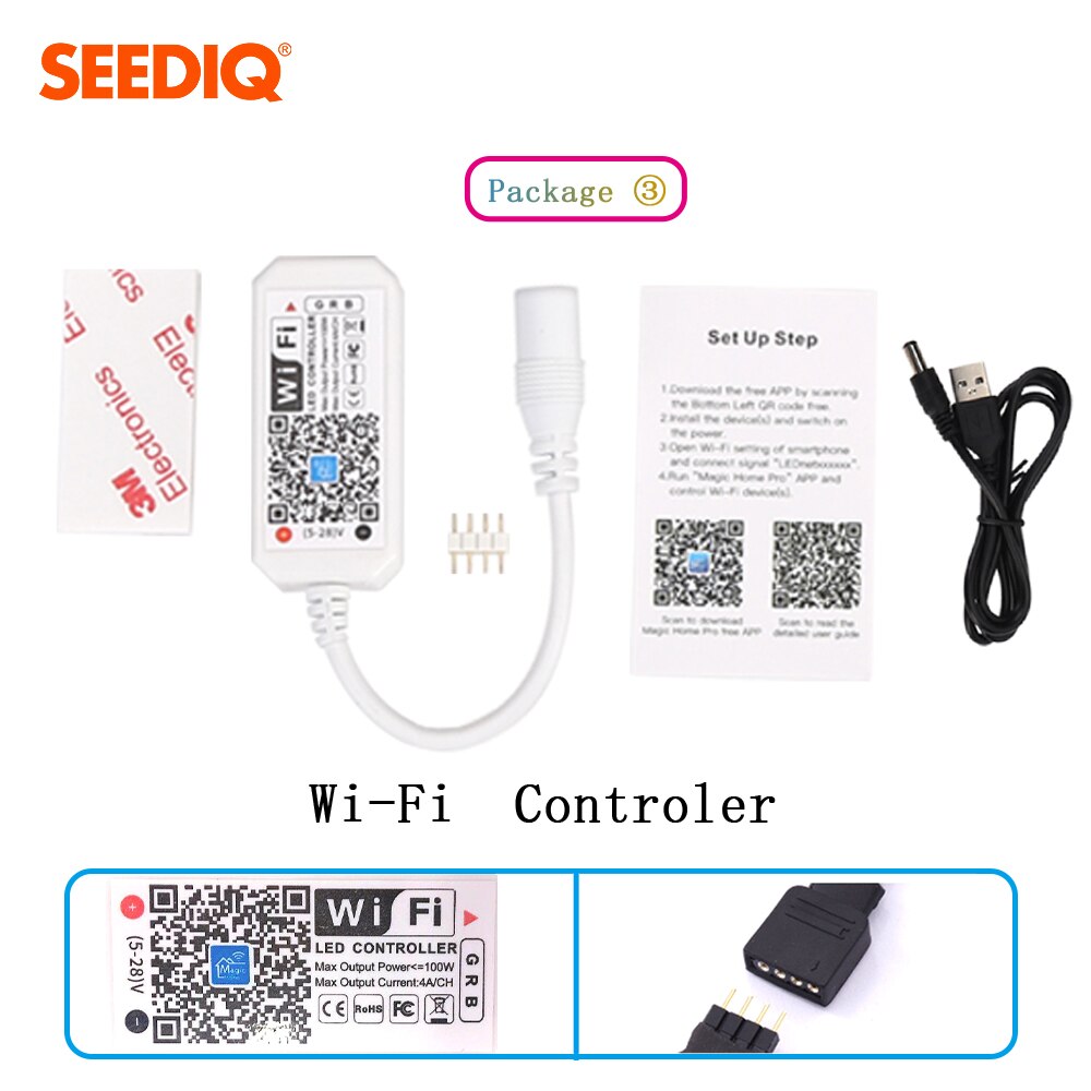 Led Controller 3key/24Key Ir Remote Wifi DC5V-24V Controller Met Usb Led Strip Licht Afstandsbediening Alexa Smartphone Magic thuis