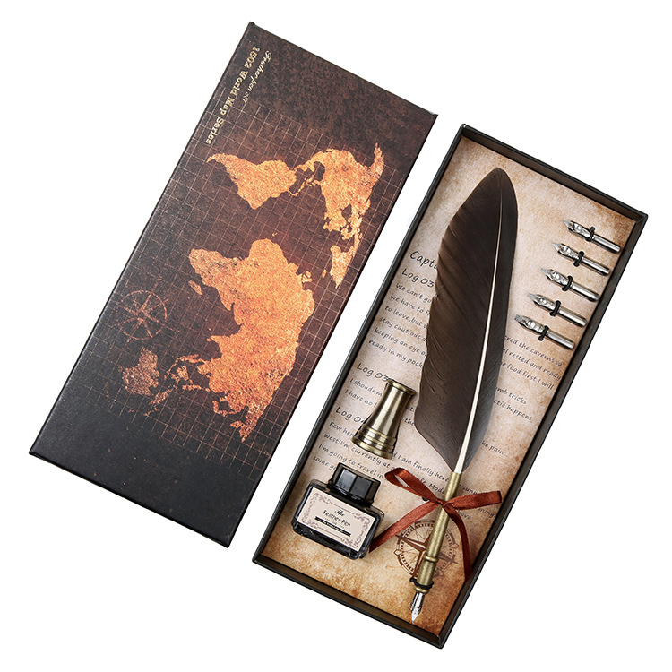 Vintage Antieke Veer Dip Pen Metalen Nibbed Pen Inkt Schrijven Quill Plakboek Veer Pen Set Creatieve Vulpen: 14