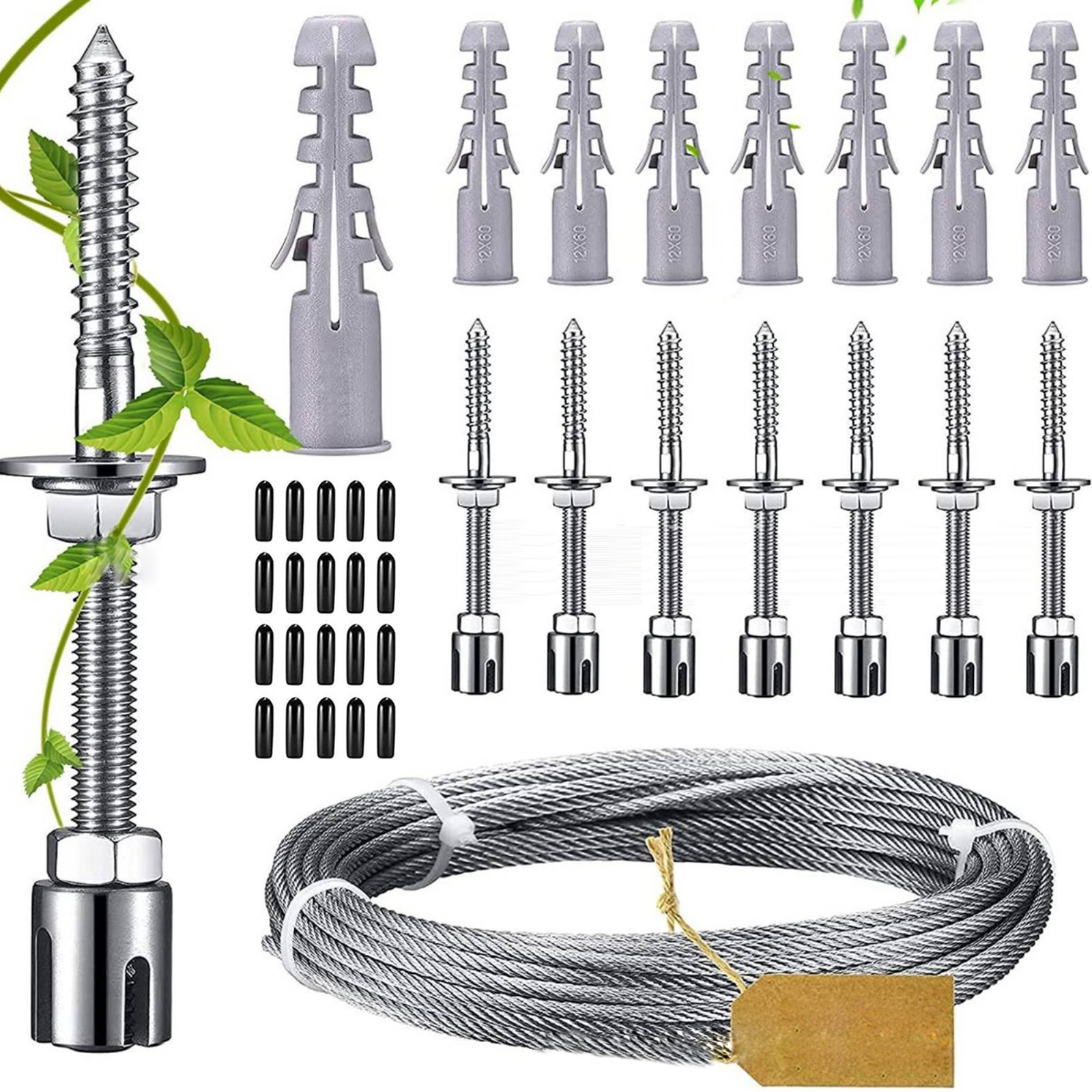 37pcs Stainless Steel Trellis For Climbing Plants System Complete Set for Wire Rope Cable Garden Vines Green Walls