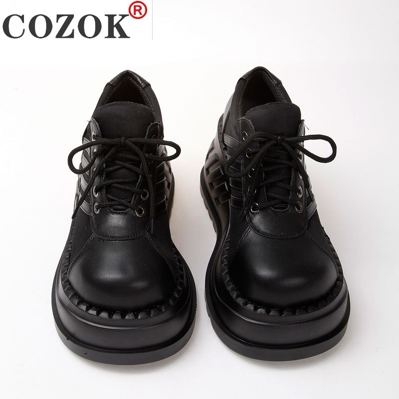 Botines de Mujer Punk clásicos góticos, gruesas Botas negras a la , zapatos de plataforma de cuña Para Mujer