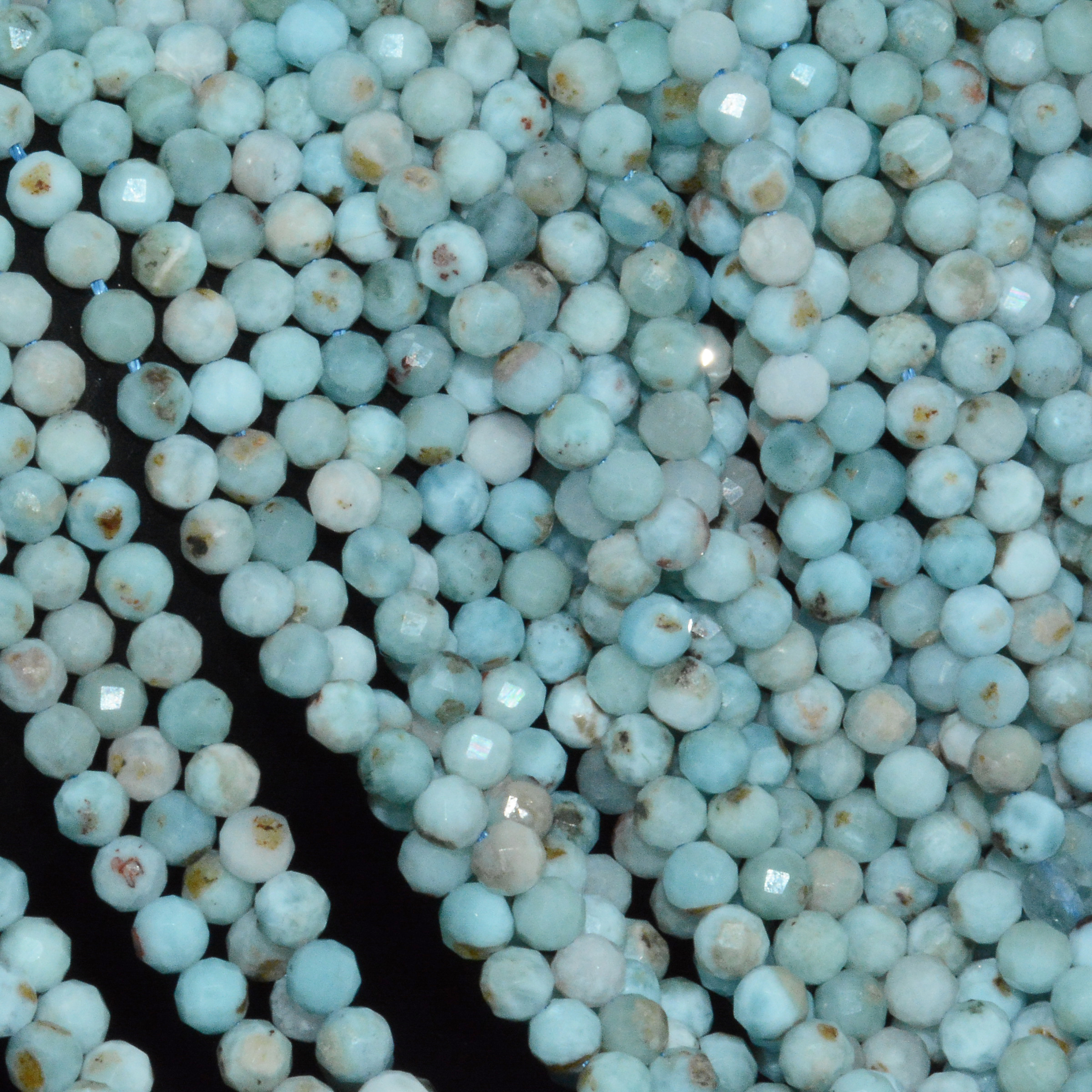Natürliche, einfache, facettierte larimar-rundperlen 4mm